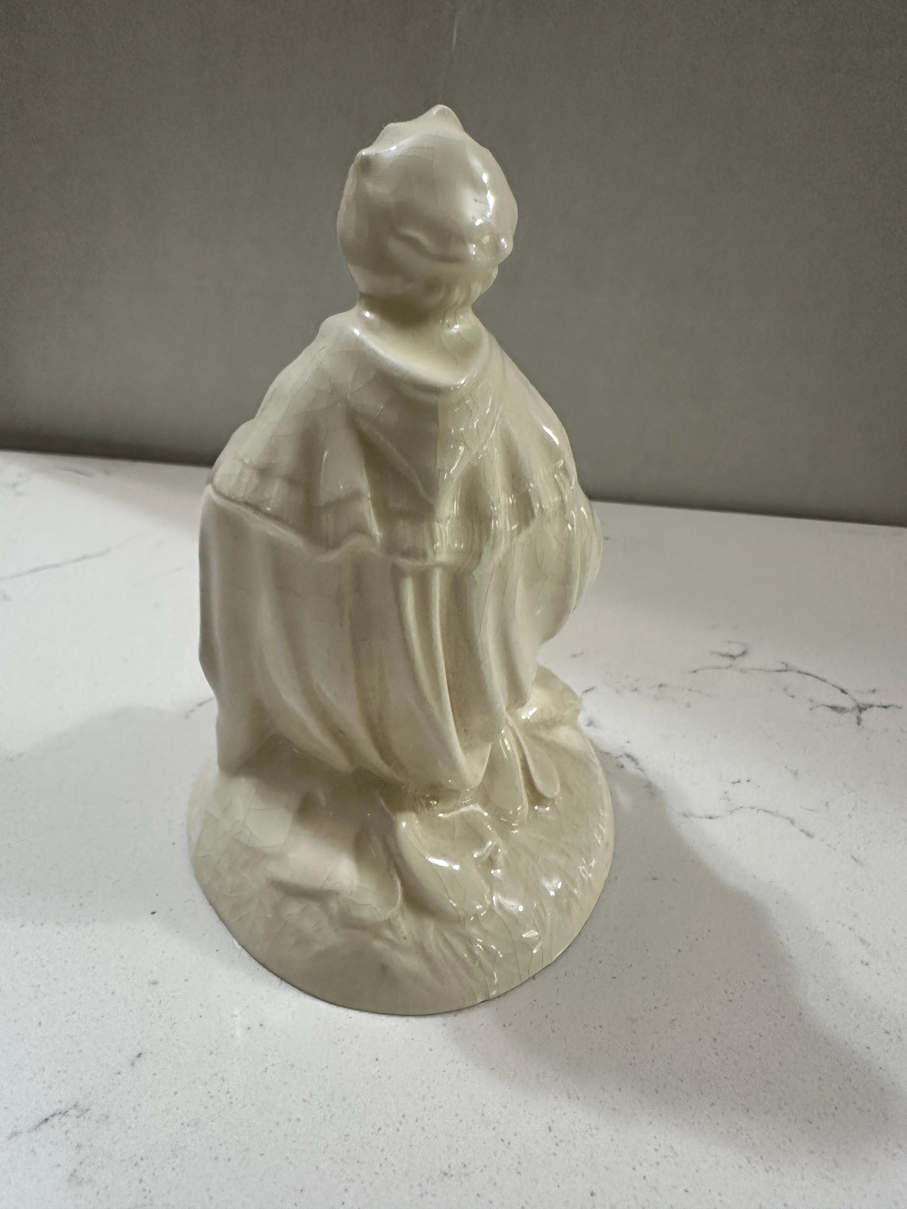 Vintage Ceramic Wise Man Figurine | Cream Crackle Glaze Nativity Figure | Atlantic Mold Christmas Decor | Mid Century Religious Decor