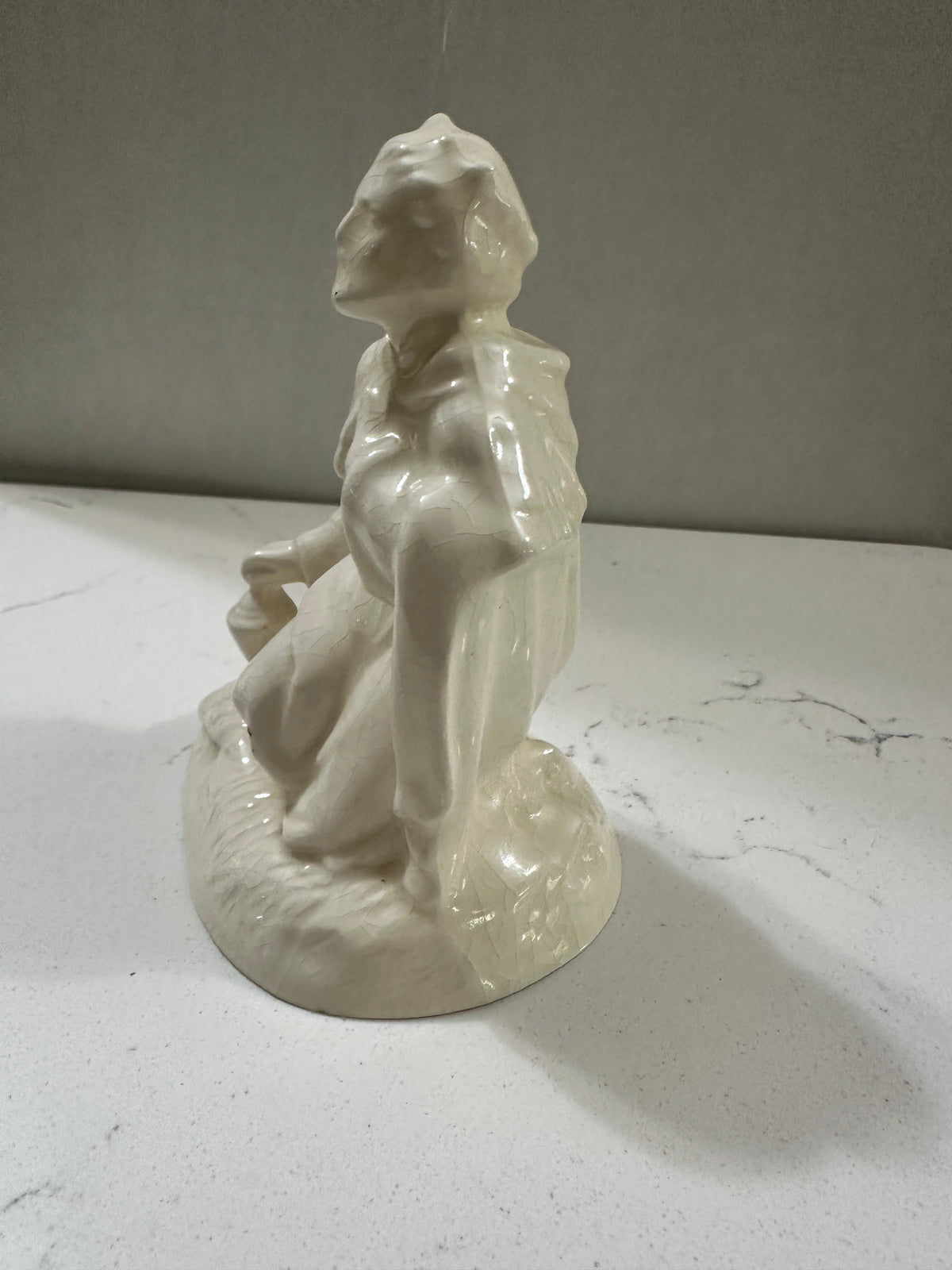 Vintage Ceramic Wise Man Figurine | Cream Crackle Glaze Nativity Figure | Atlantic Mold Christmas Decor | Mid Century Religious Decor