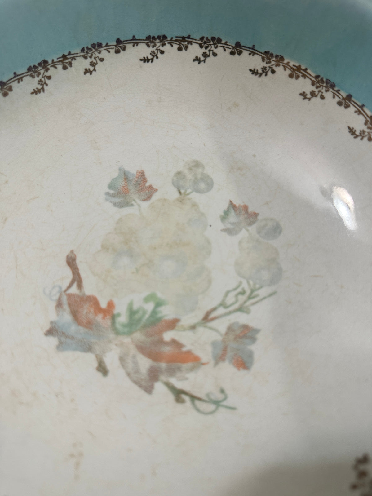Vintage Potters Co-Operative Semi-Vitreous Serving Bowl | Blue Floral Ironstone Bowl | Cottage Farmhouse Decor | 1940s Canadian Pottery