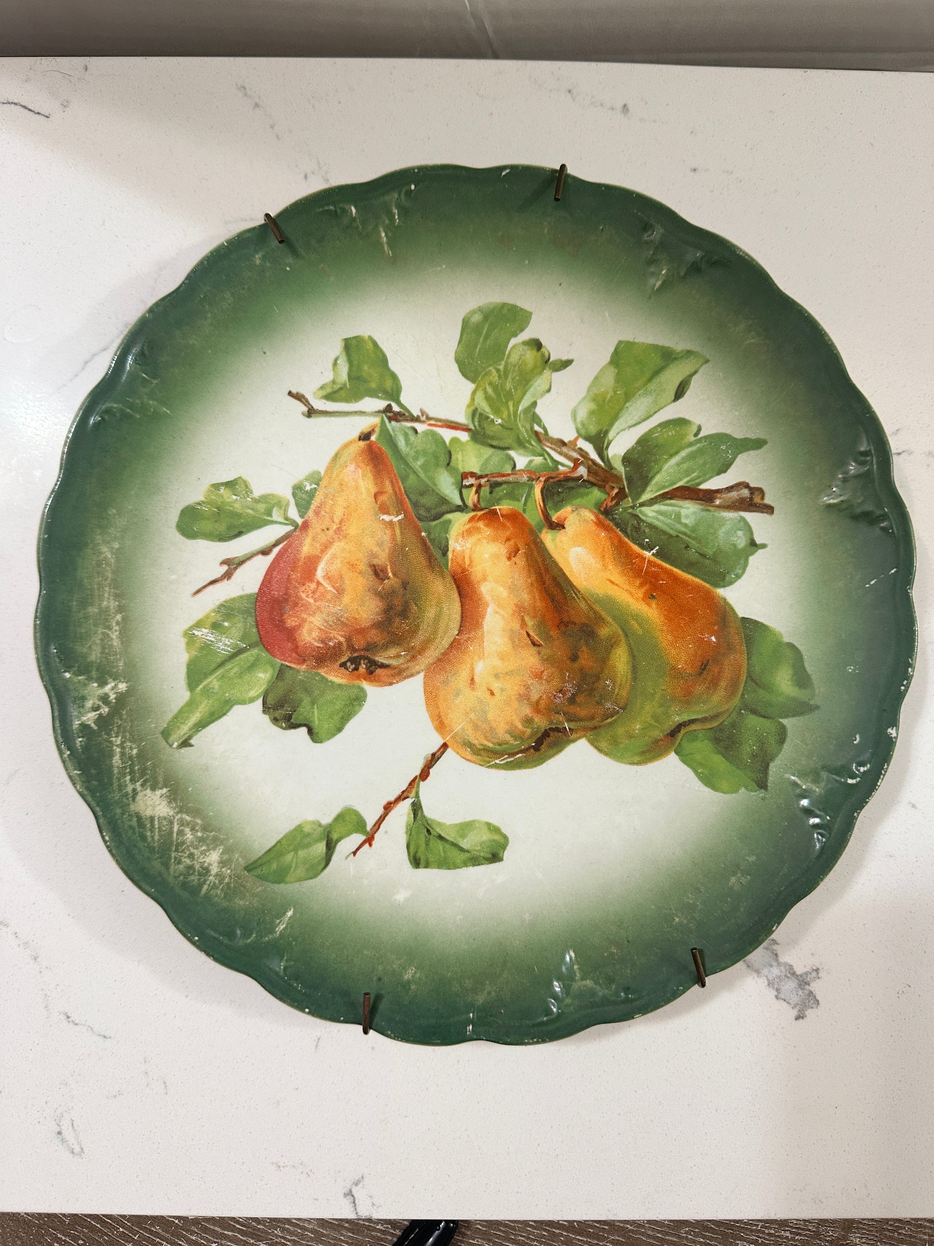 Vintage Petrus Regout Maastricht Holland Pear Wall Plate | Dutch Decorative Fruit Plate | Mid Century Kitchen Decor | Cottage Farmhouse