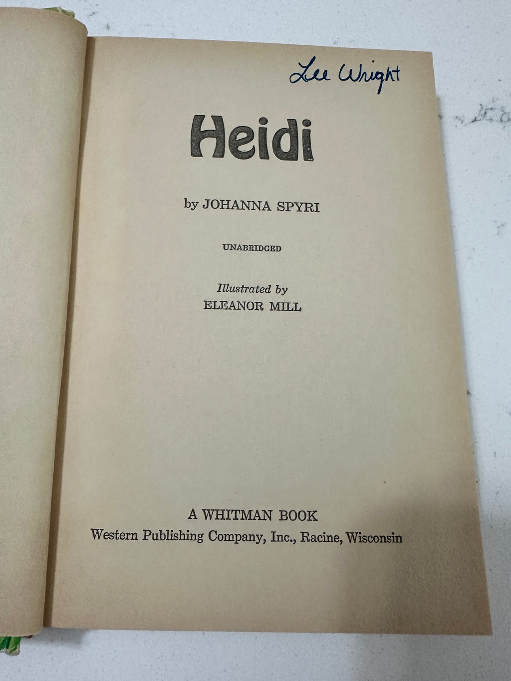 Vintage 1970 Heidi by Johanna Spyri – Whitman Classics Hardcover – Illustrated by Eleanor Mill