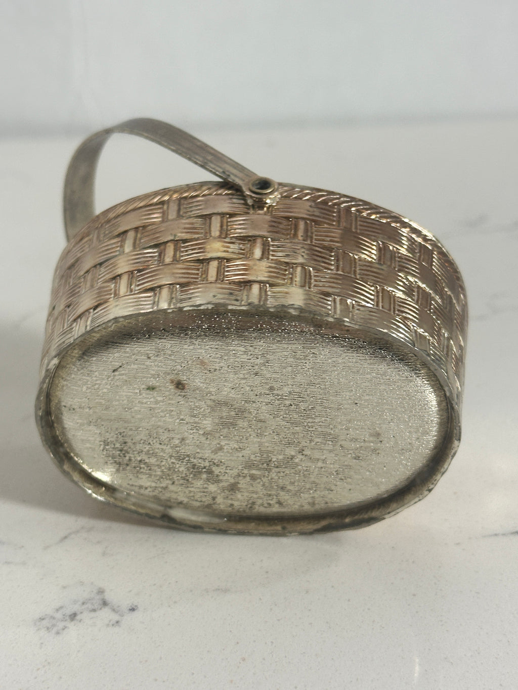 Vintage Silver-Plated Mini Basket with Swing Handle | 3"