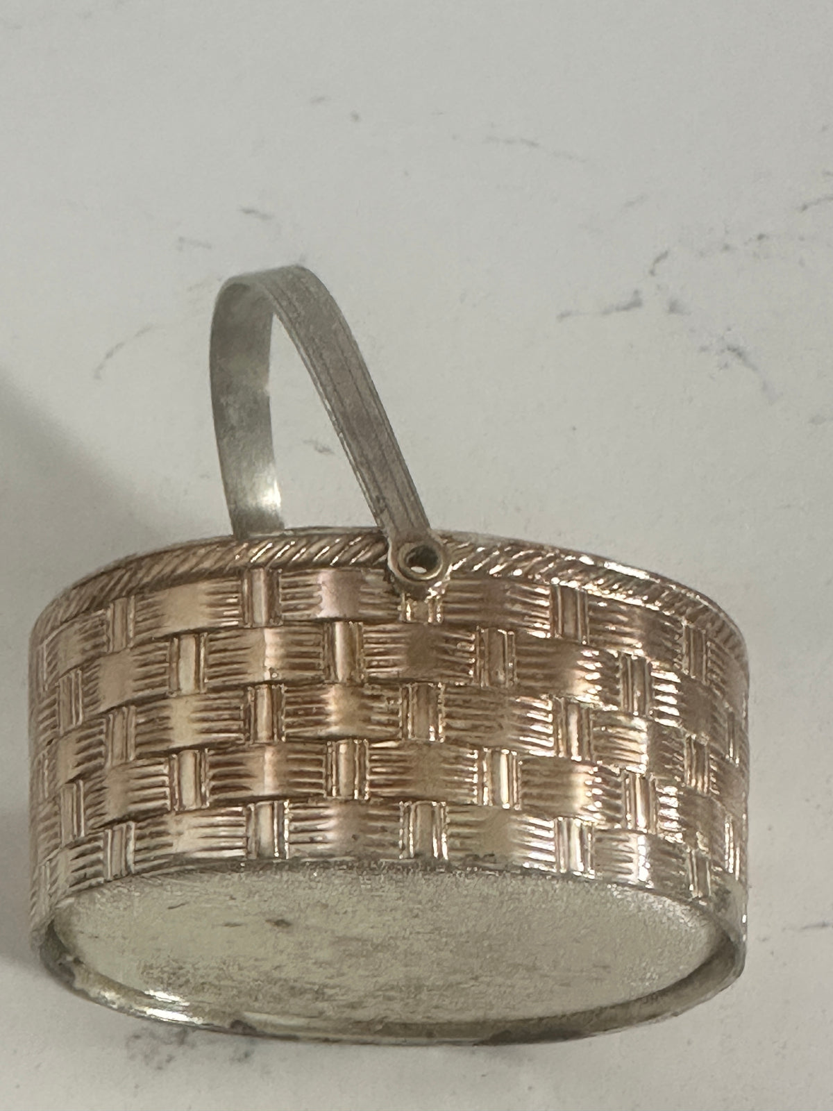 Vintage Silver-Plated Mini Basket with Swing Handle | 3"