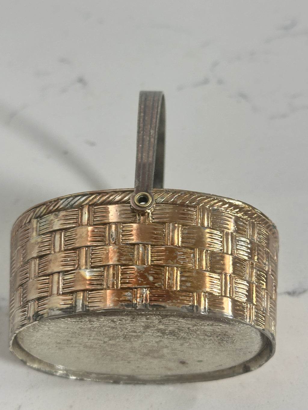 Vintage Silver-Plated Mini Basket with Swing Handle | 3"