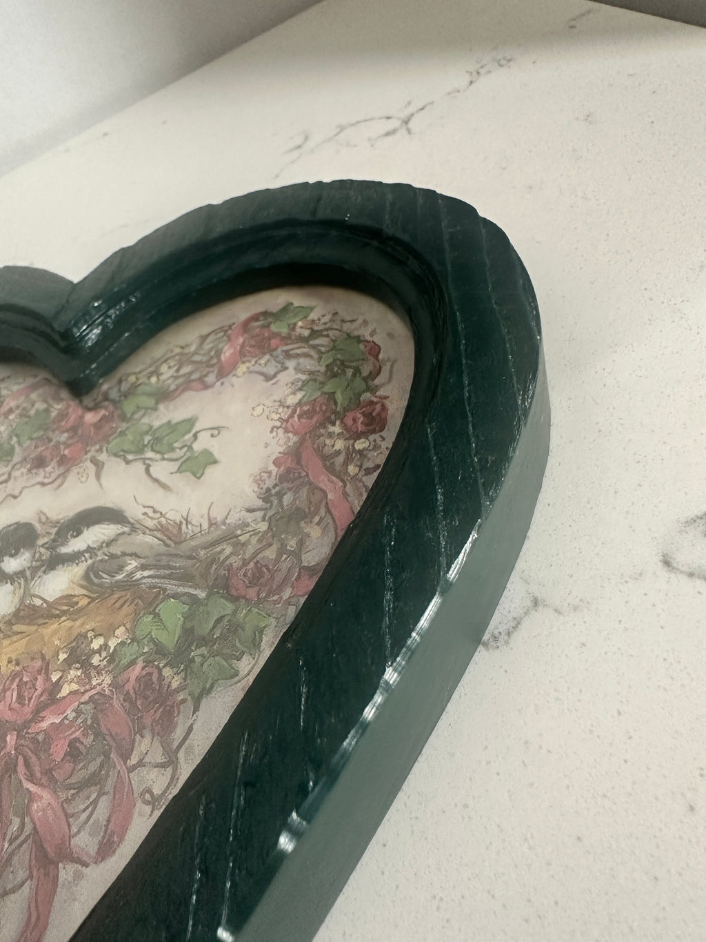 Vintage 1987 Barbara Mock Chickadee Heart Wall Plaque | Home Interiors & Gifts