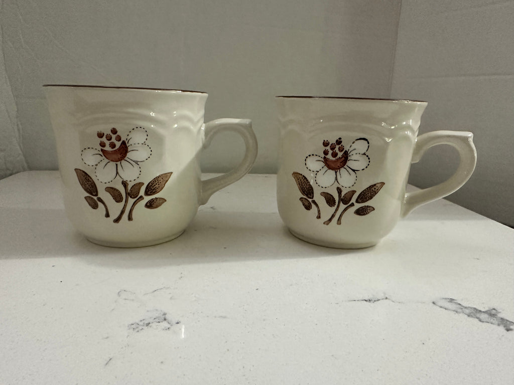Vintage Cumberland Mayblossom Stoneware Mugs – Set of 2 | Japan | 3"