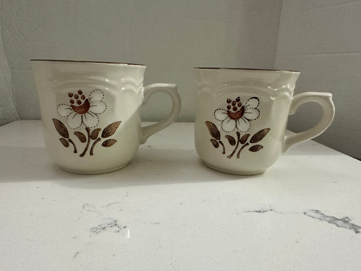 Vintage Cumberland Mayblossom Stoneware Mugs – Set of 2 | Japan | 3"
