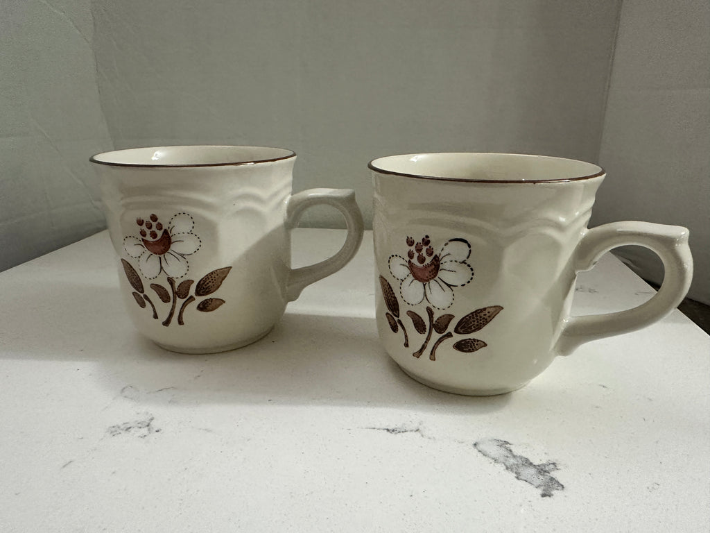 Vintage Cumberland Mayblossom Stoneware Mugs – Set of 2 | Japan | 3"