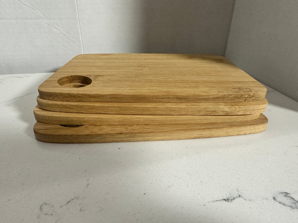 Set of 4 Small Bamboo Cutting / Serving Boards – 8 Inch