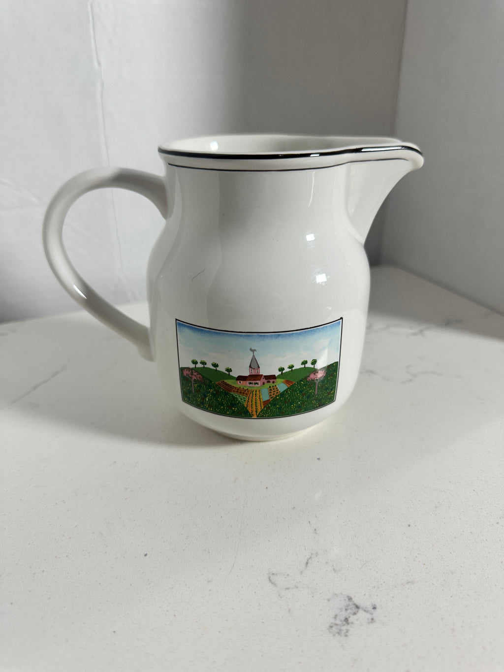 Villeroy & Boch Design Naif 5" Porcelain Pitcher / Creamer – Man with Donkey Farm Scene