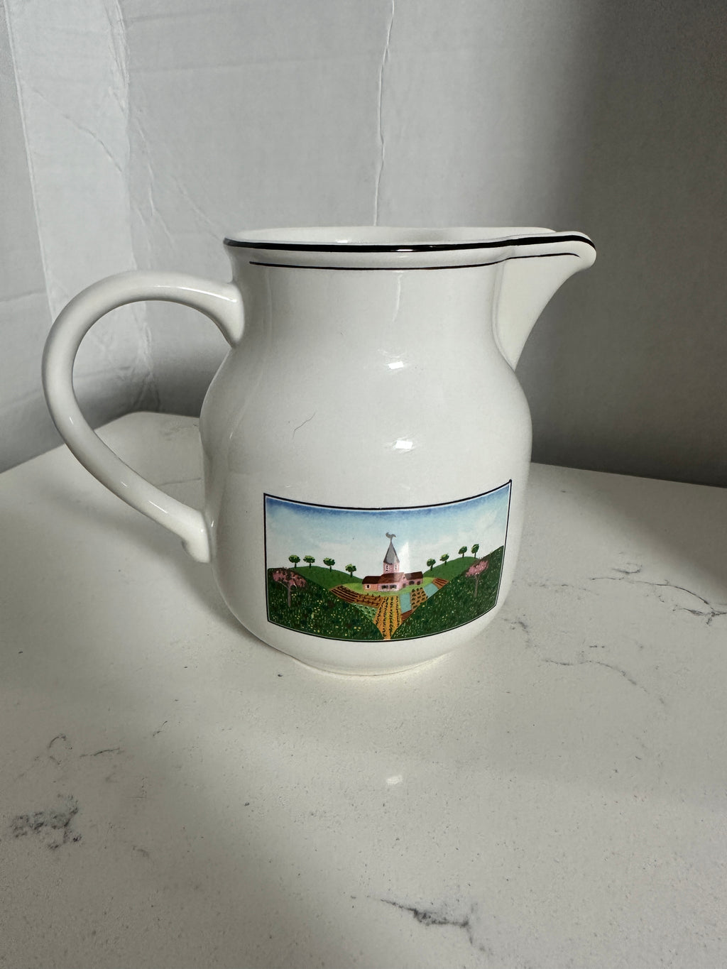 Villeroy & Boch Design Naif 5" Porcelain Pitcher / Creamer – Man with Donkey Farm Scene