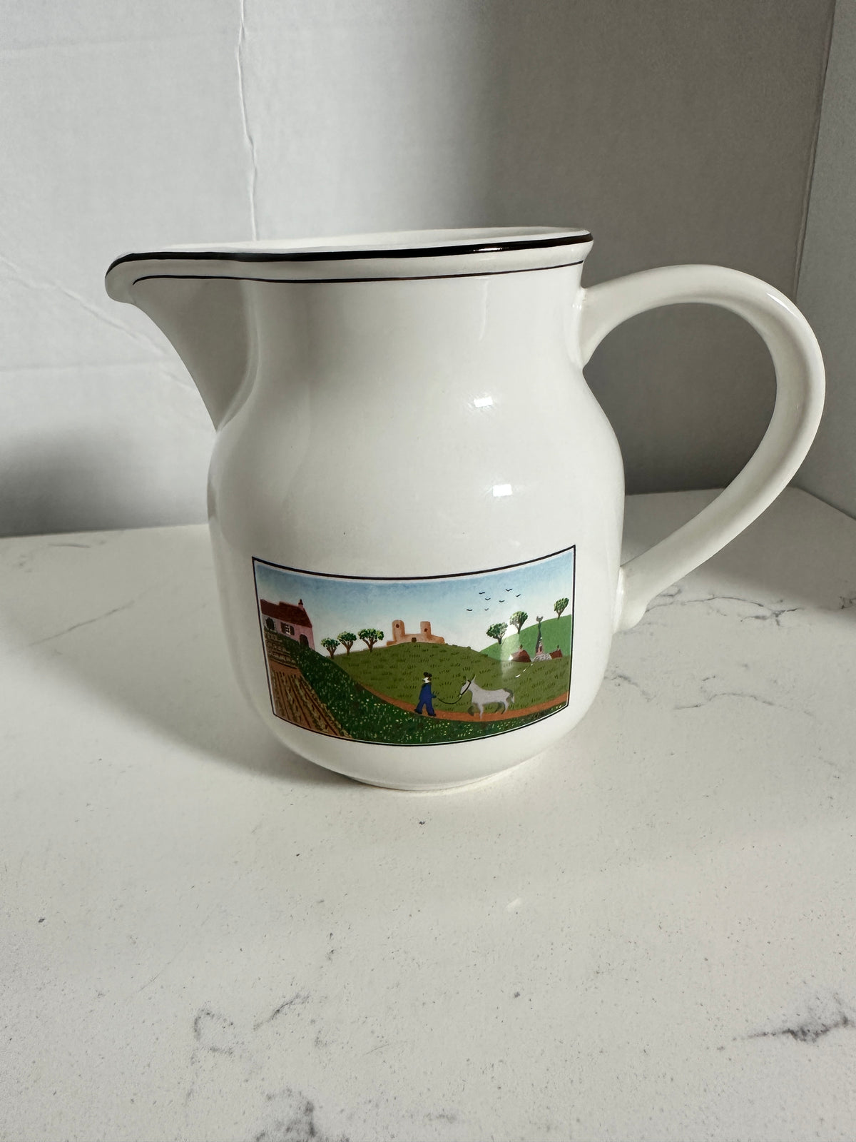 Villeroy & Boch Design Naif 5" Porcelain Pitcher / Creamer – Man with Donkey Farm Scene