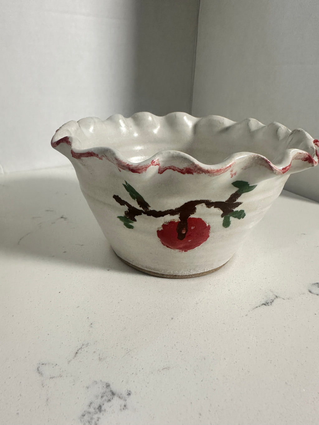 Pair of Handmade Ceramic Apple Bakers | Individual Baked Apple Dishes | Hand Painted Pottery Apple Baking Bowls | Signed Studio Pottery