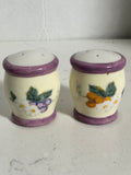 Ceramic Fruit & Floral Salt and Pepper Shakers | Purple Trim