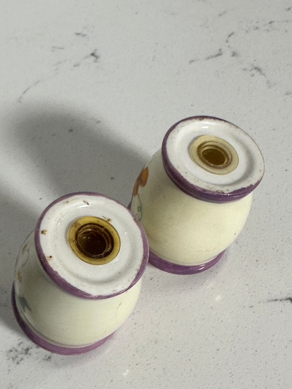 Ceramic Fruit & Floral Salt and Pepper Shakers | Purple Trim