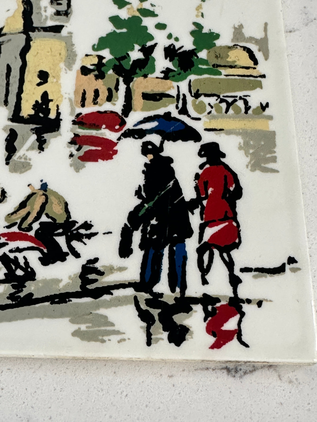 Paris Street Scene Ceramic Wall Tile | Signed Semon