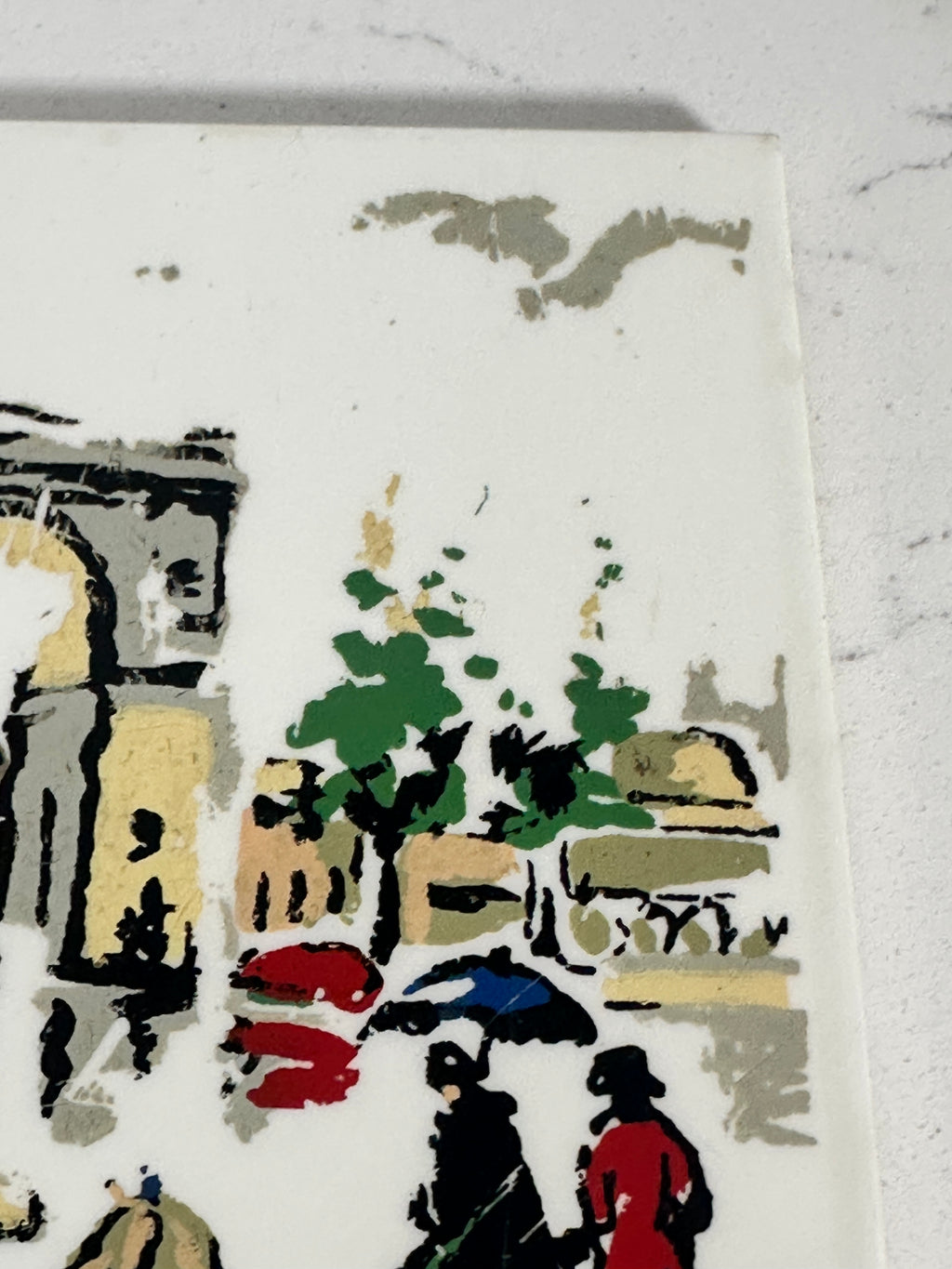Paris Street Scene Ceramic Wall Tile | Signed Semon