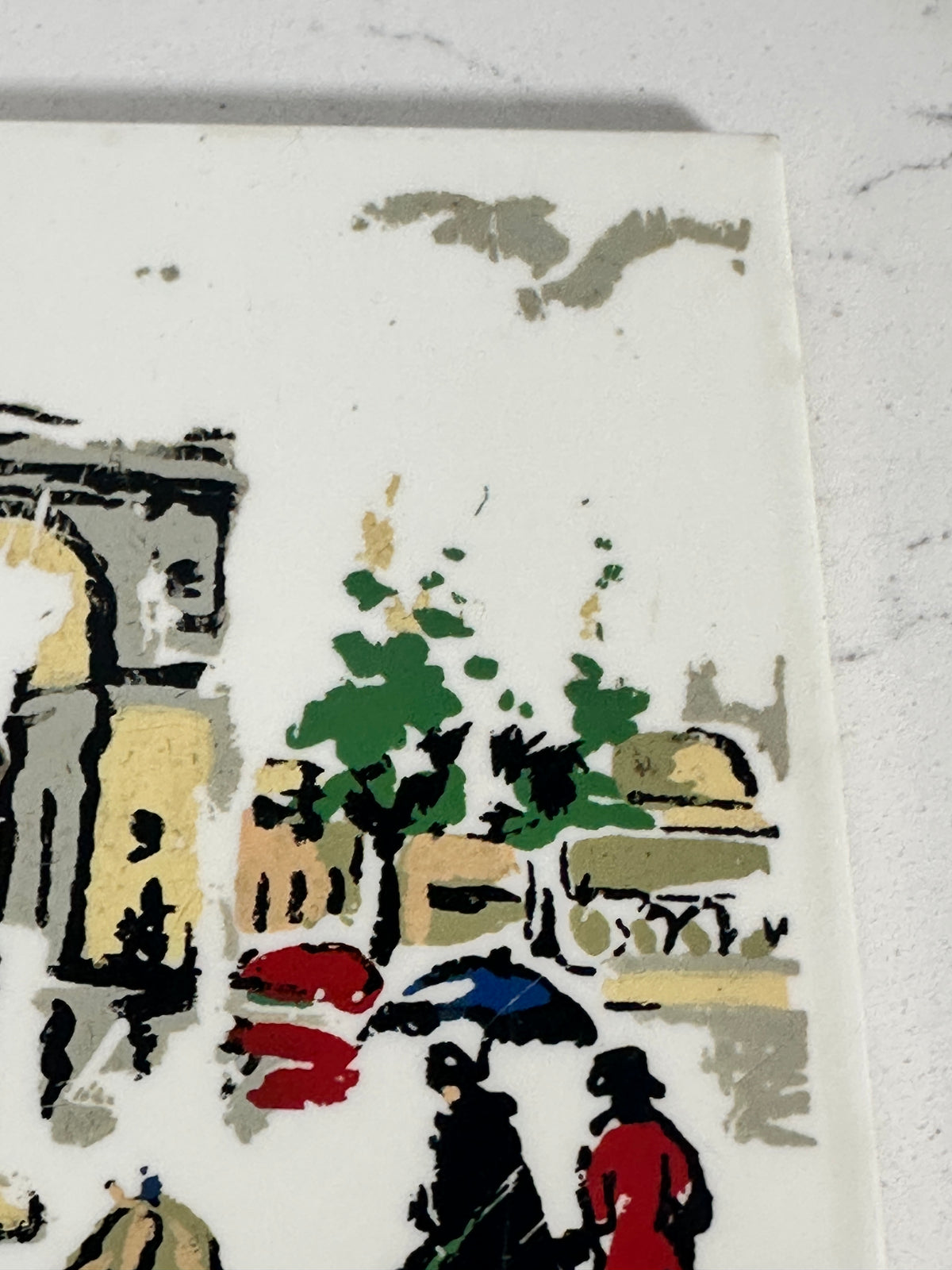 Paris Street Scene Ceramic Wall Tile | Signed Semon