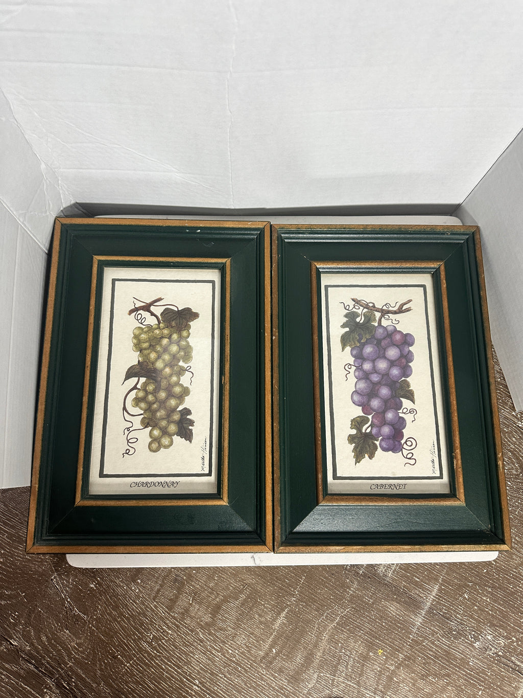Martha Hinson Chardonnay & Cabernet Grape Prints | Framed Pair