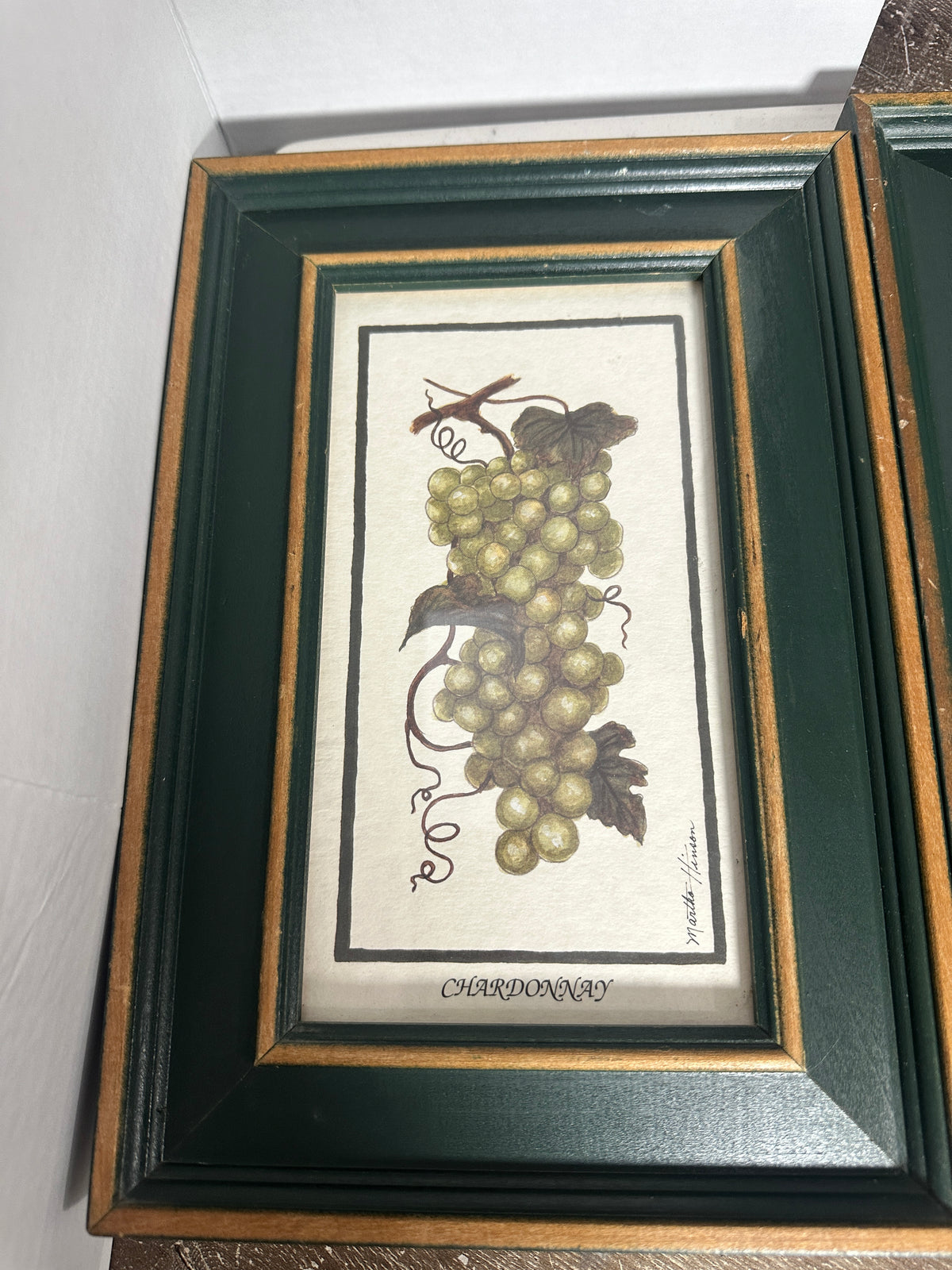 Martha Hinson Chardonnay & Cabernet Grape Prints | Framed Pair