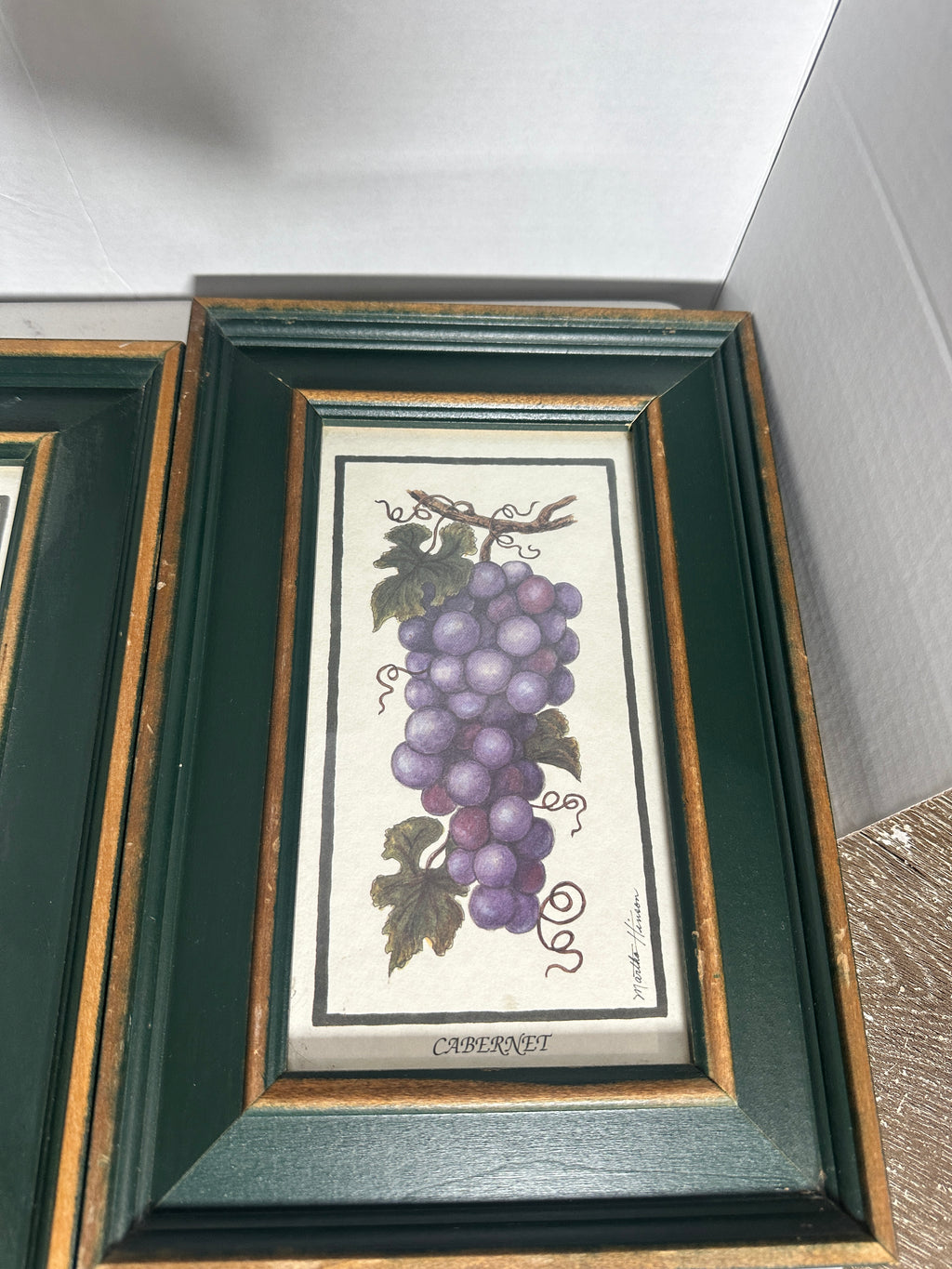 Martha Hinson Chardonnay & Cabernet Grape Prints | Framed Pair