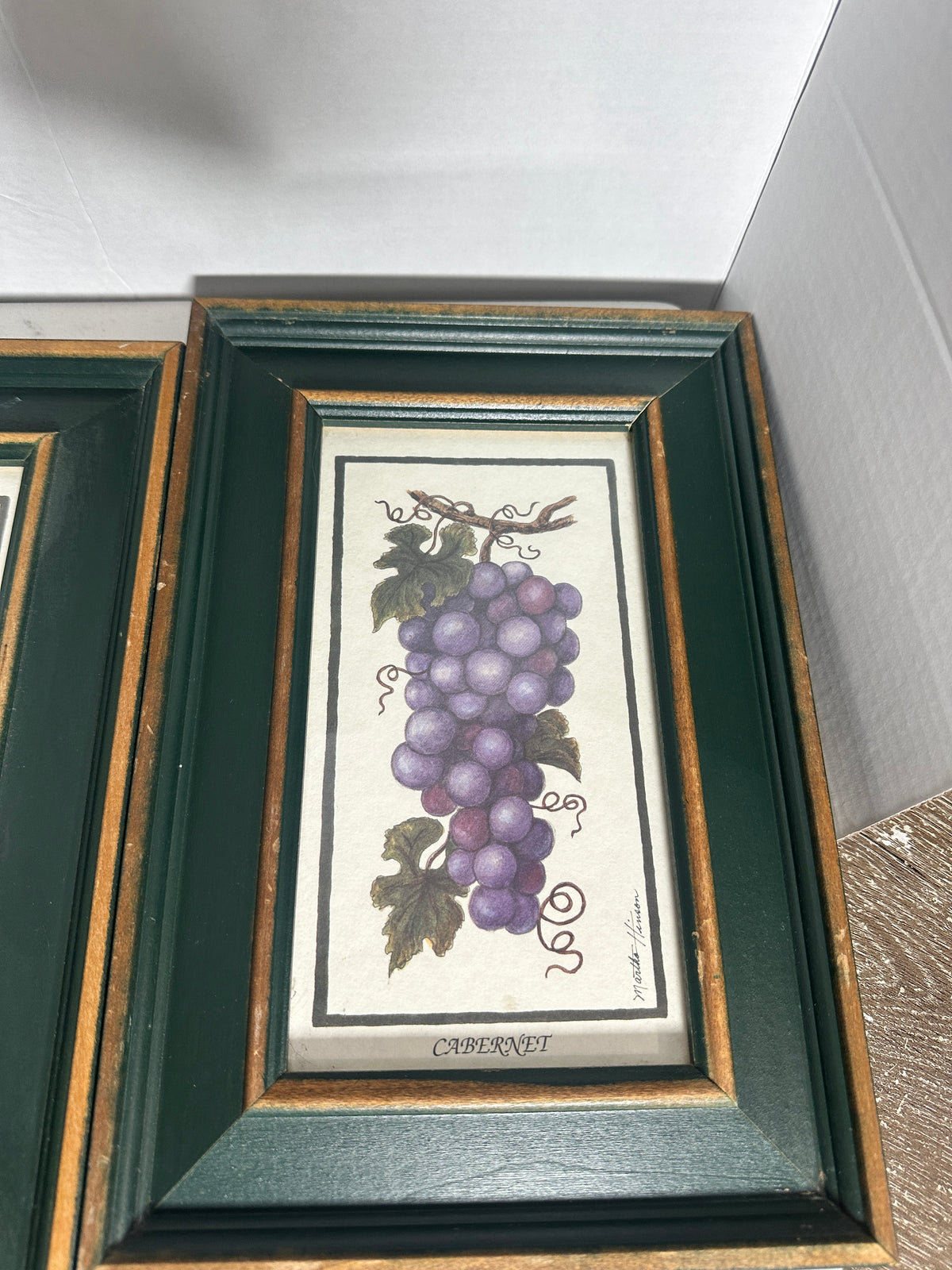 Martha Hinson Chardonnay & Cabernet Grape Prints | Framed Pair