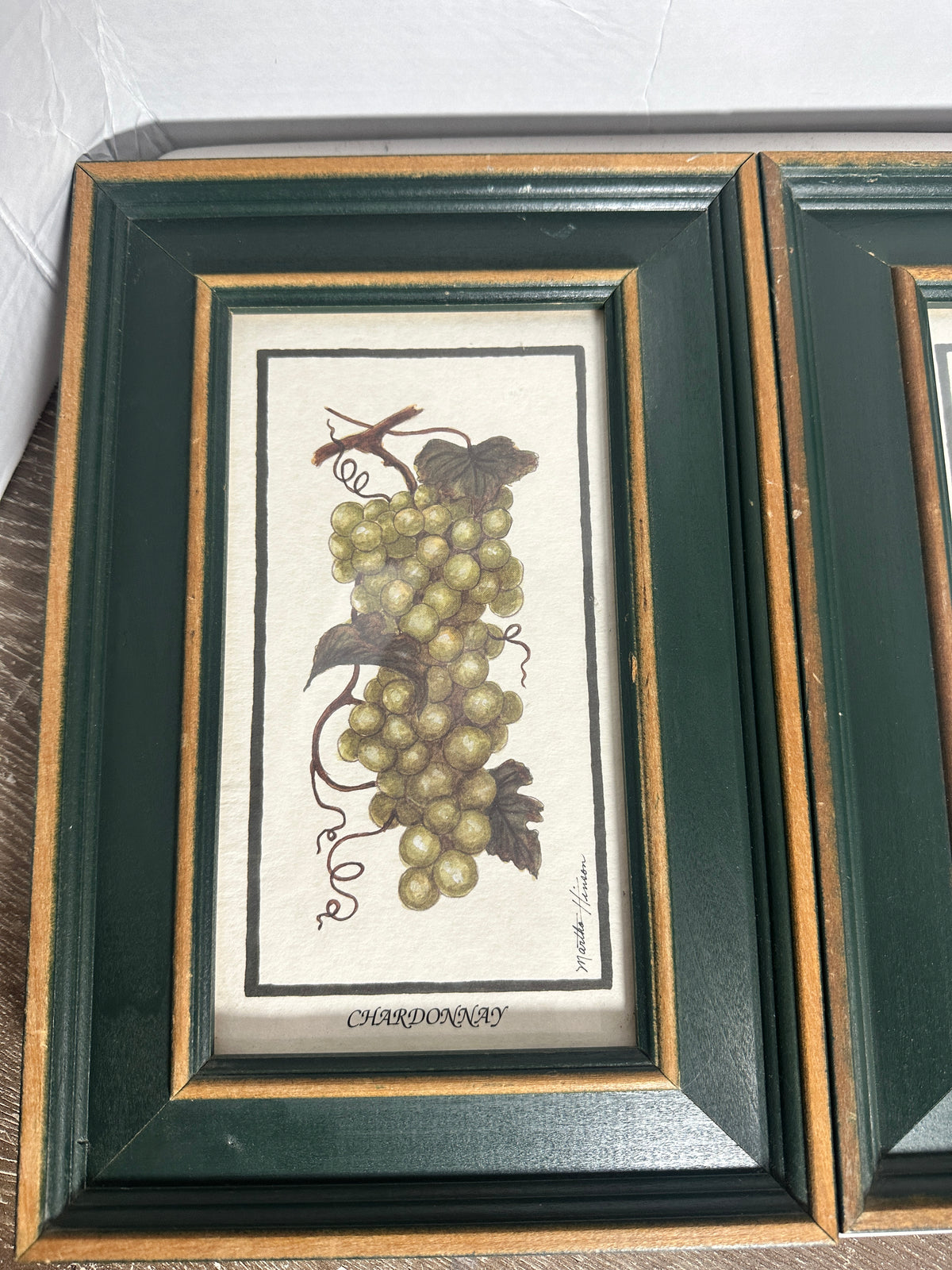 Martha Hinson Chardonnay & Cabernet Grape Prints | Framed Pair