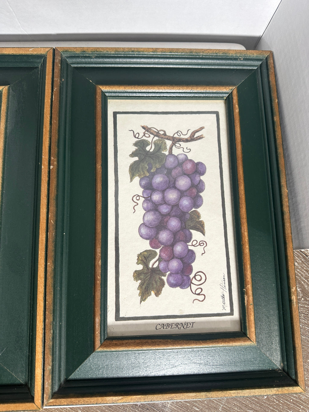 Martha Hinson Chardonnay & Cabernet Grape Prints | Framed Pair