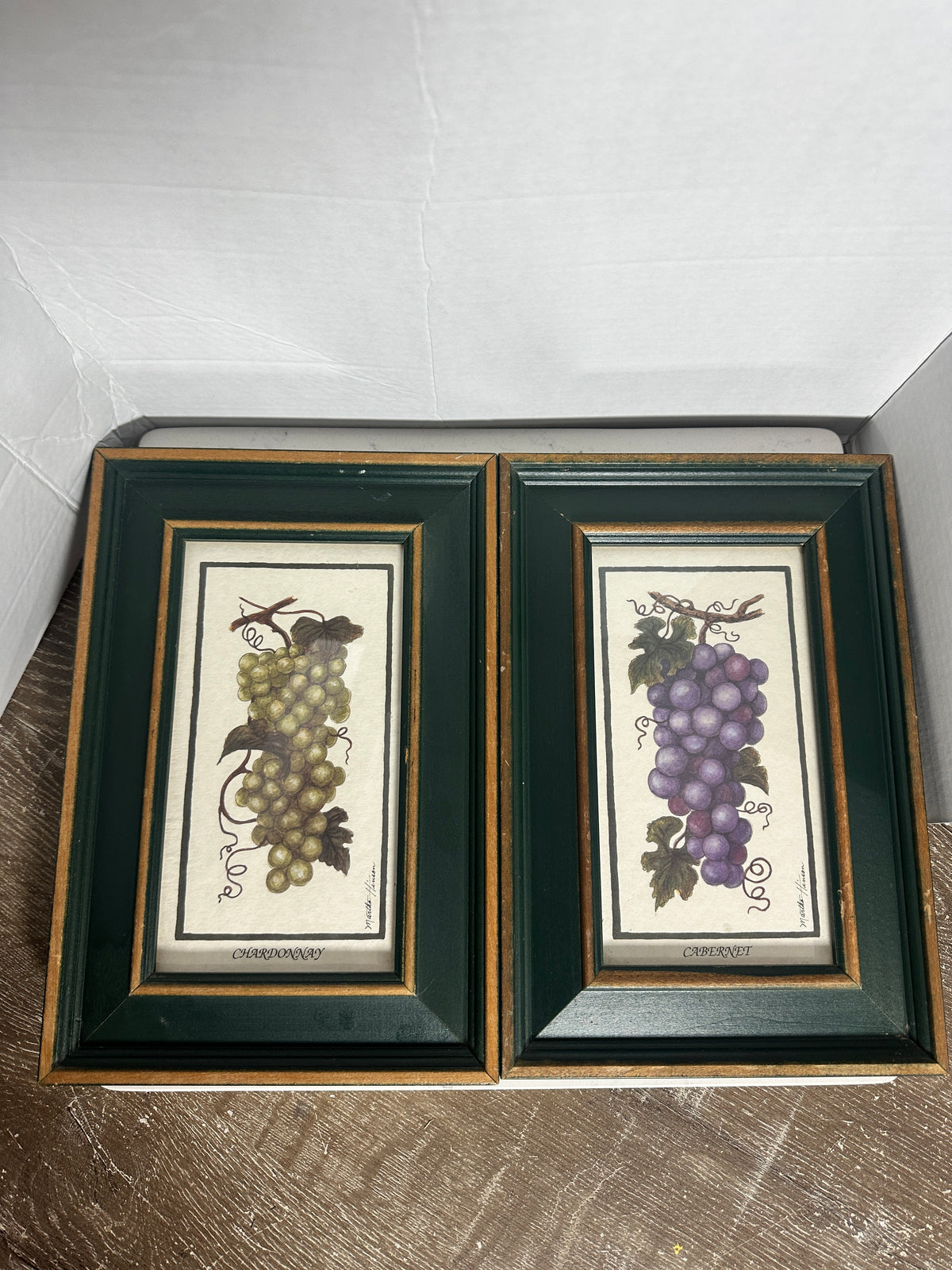 Martha Hinson Chardonnay & Cabernet Grape Prints | Framed Pair