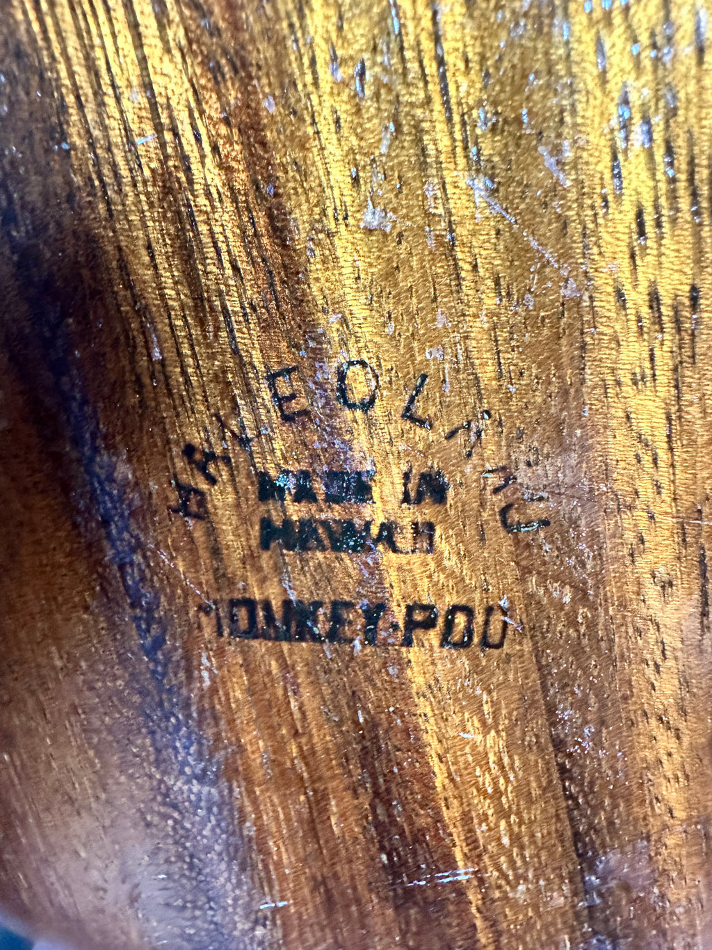 Vintage Monkey Pod Wood Bowl | 8-Inch Rounded Serving Bowl