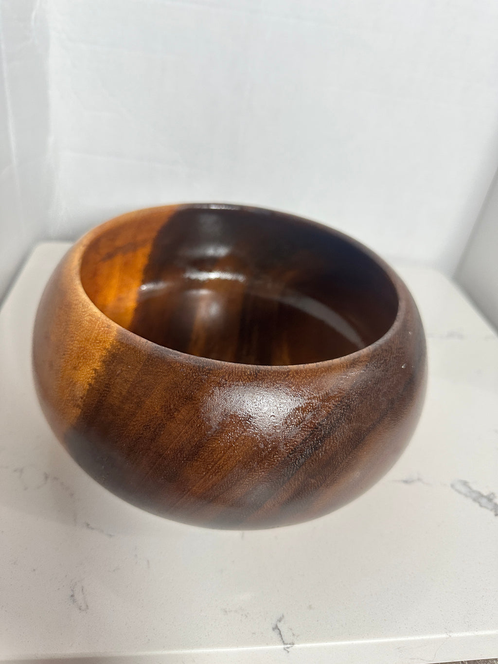 Vintage Monkey Pod Wood Bowl | 8-Inch Rounded Serving Bowl