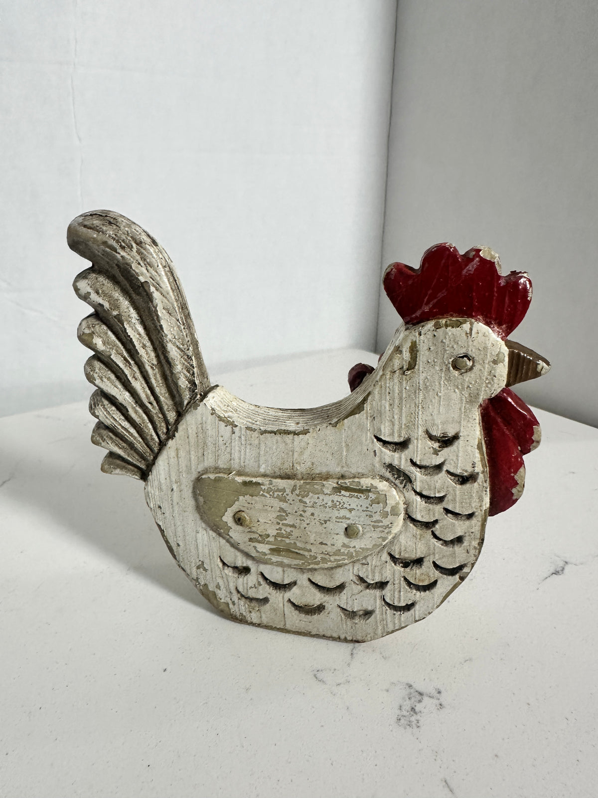 Rustic Rooster and Hen Figurine | Distressed Farmhouse Decor