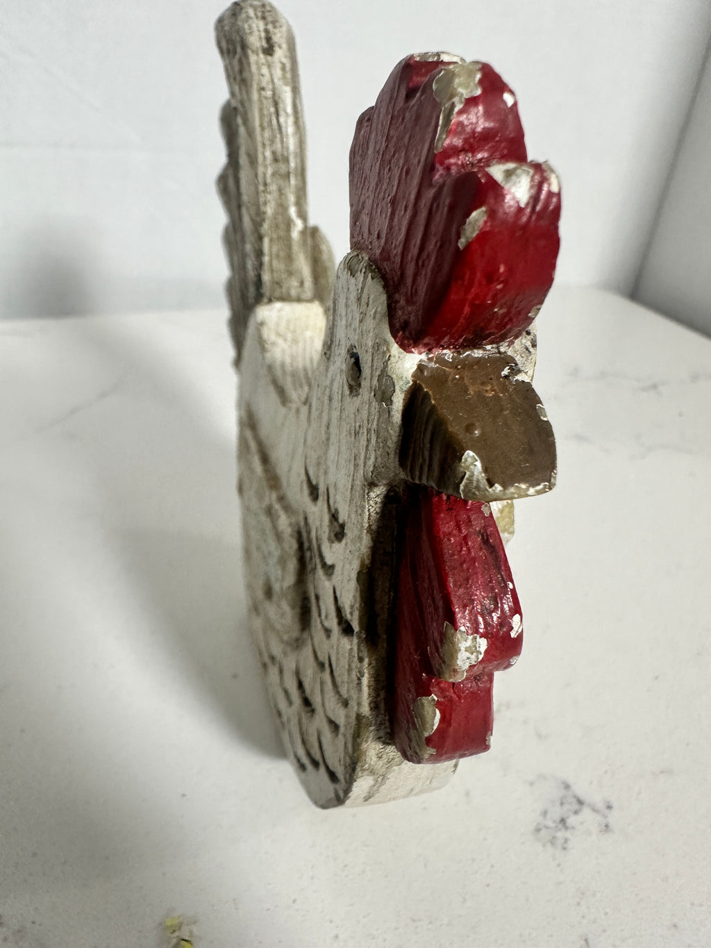 Rustic Rooster and Hen Figurine | Distressed Farmhouse Decor