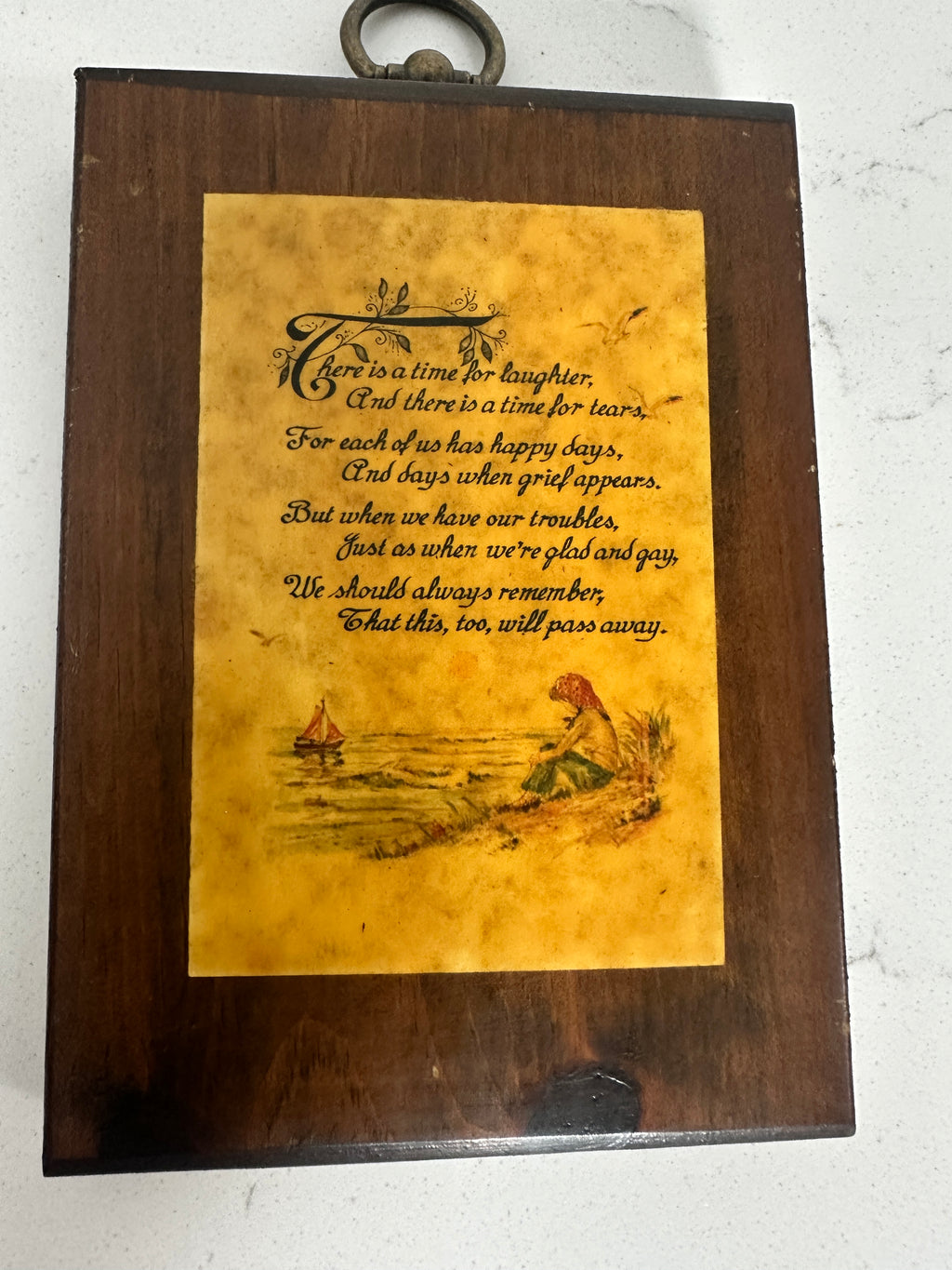Vintage “This Too Will Pass Away” Inspirational Wood Wall Plaque