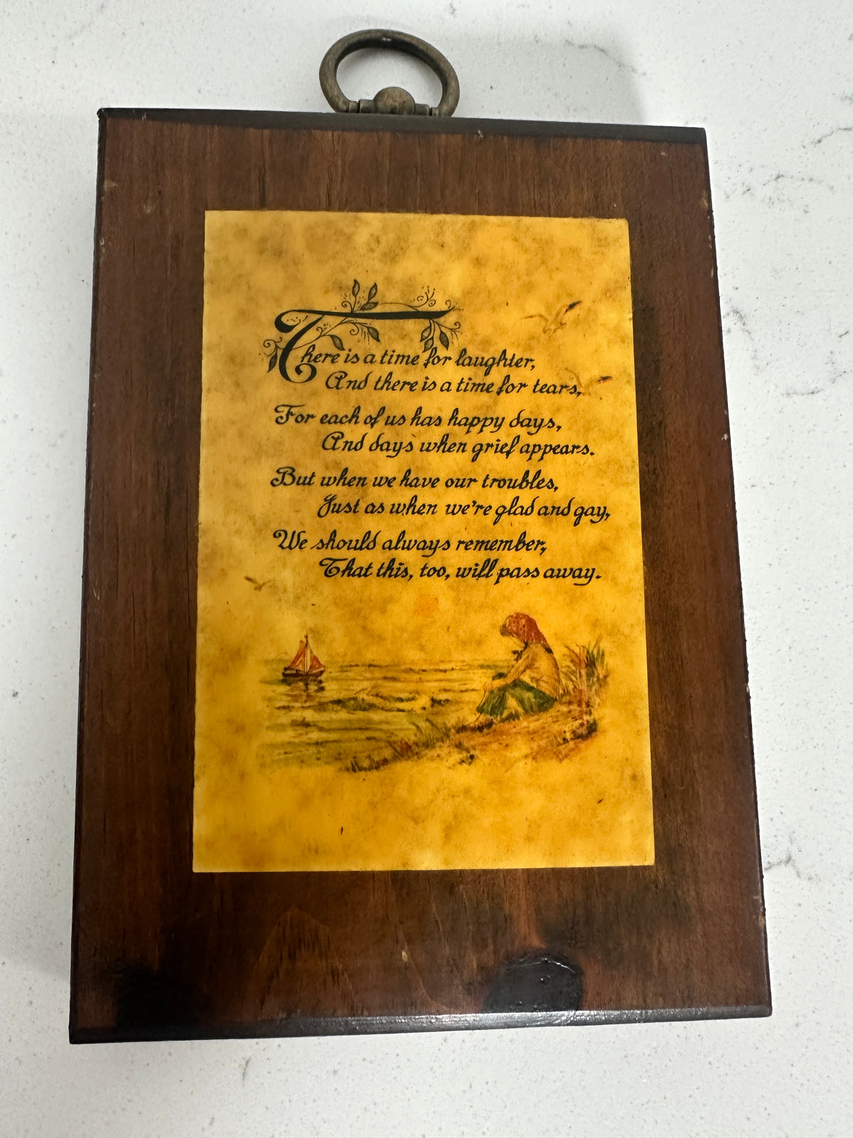 Vintage “This Too Will Pass Away” Inspirational Wood Wall Plaque