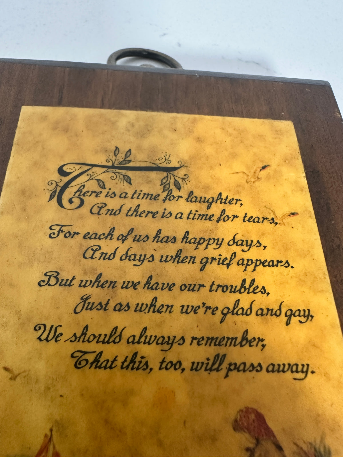 Vintage “This Too Will Pass Away” Inspirational Wood Wall Plaque