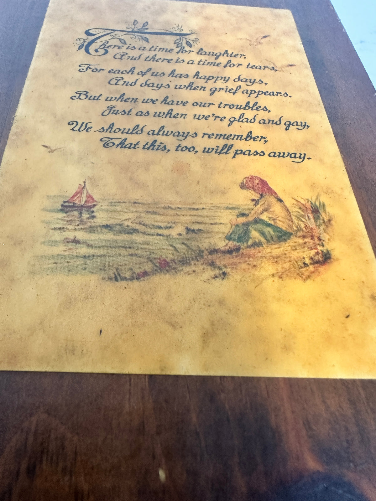 Vintage “This Too Will Pass Away” Inspirational Wood Wall Plaque
