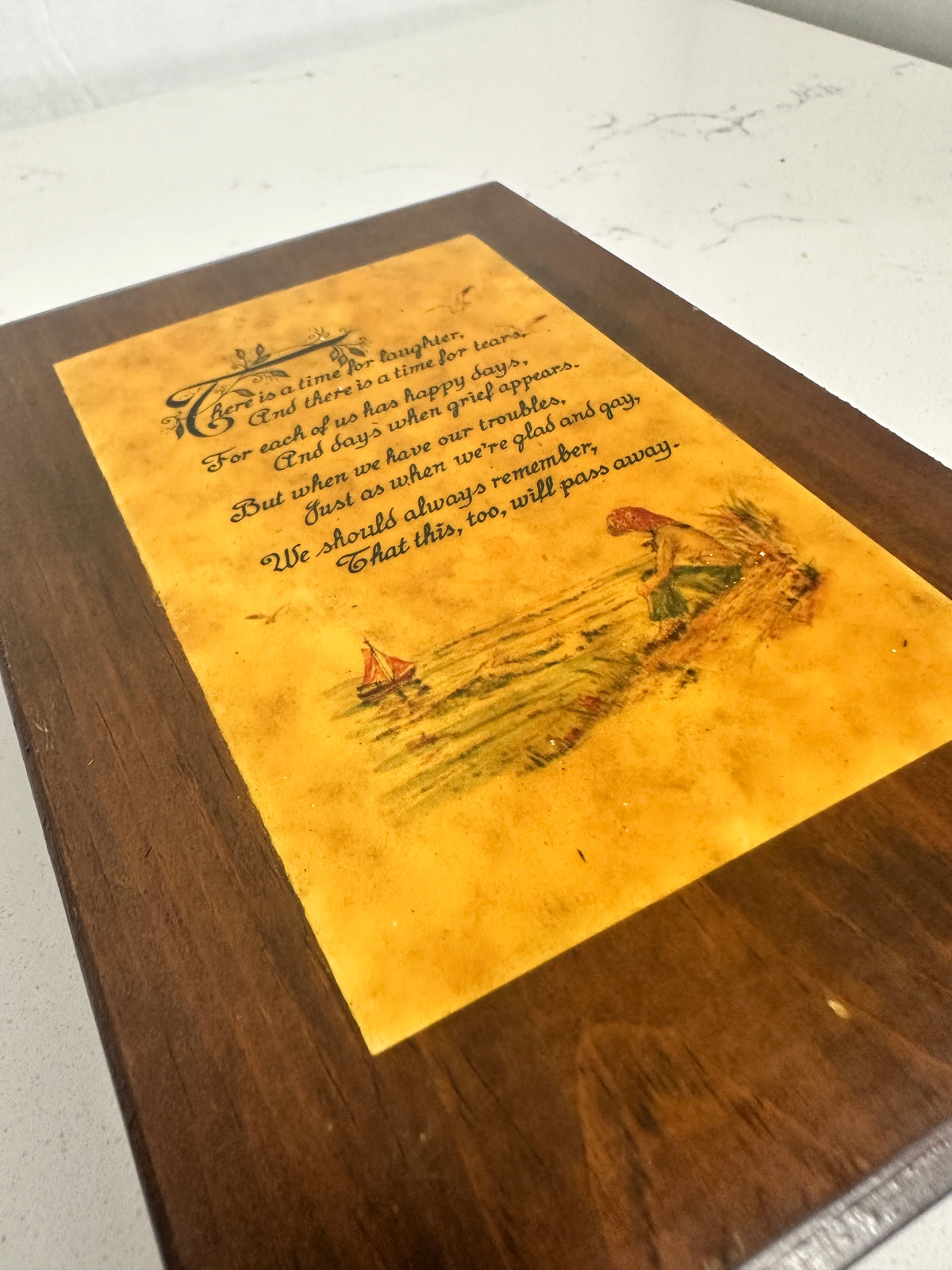 Vintage “This Too Will Pass Away” Inspirational Wood Wall Plaque