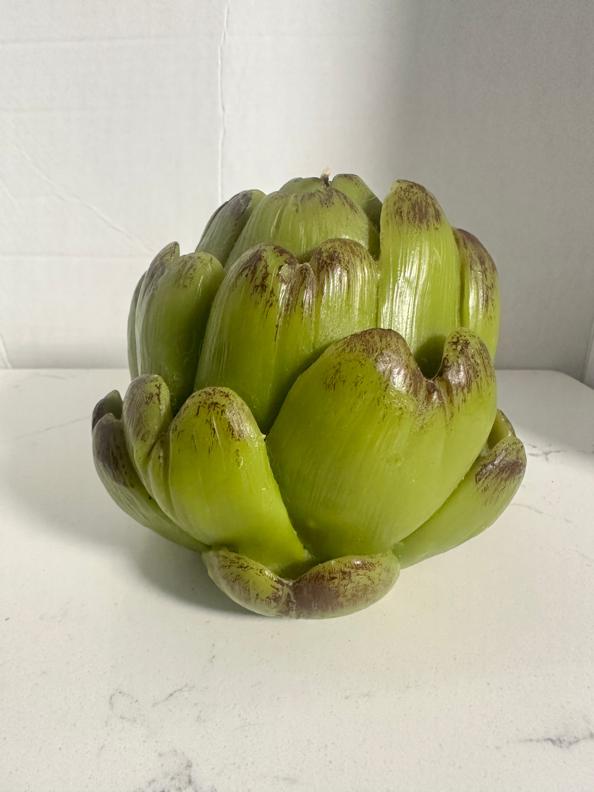Large Green Artichoke Sculptural Candle – 5” Botanical Decorative Candle – Cottage & French Country Decor