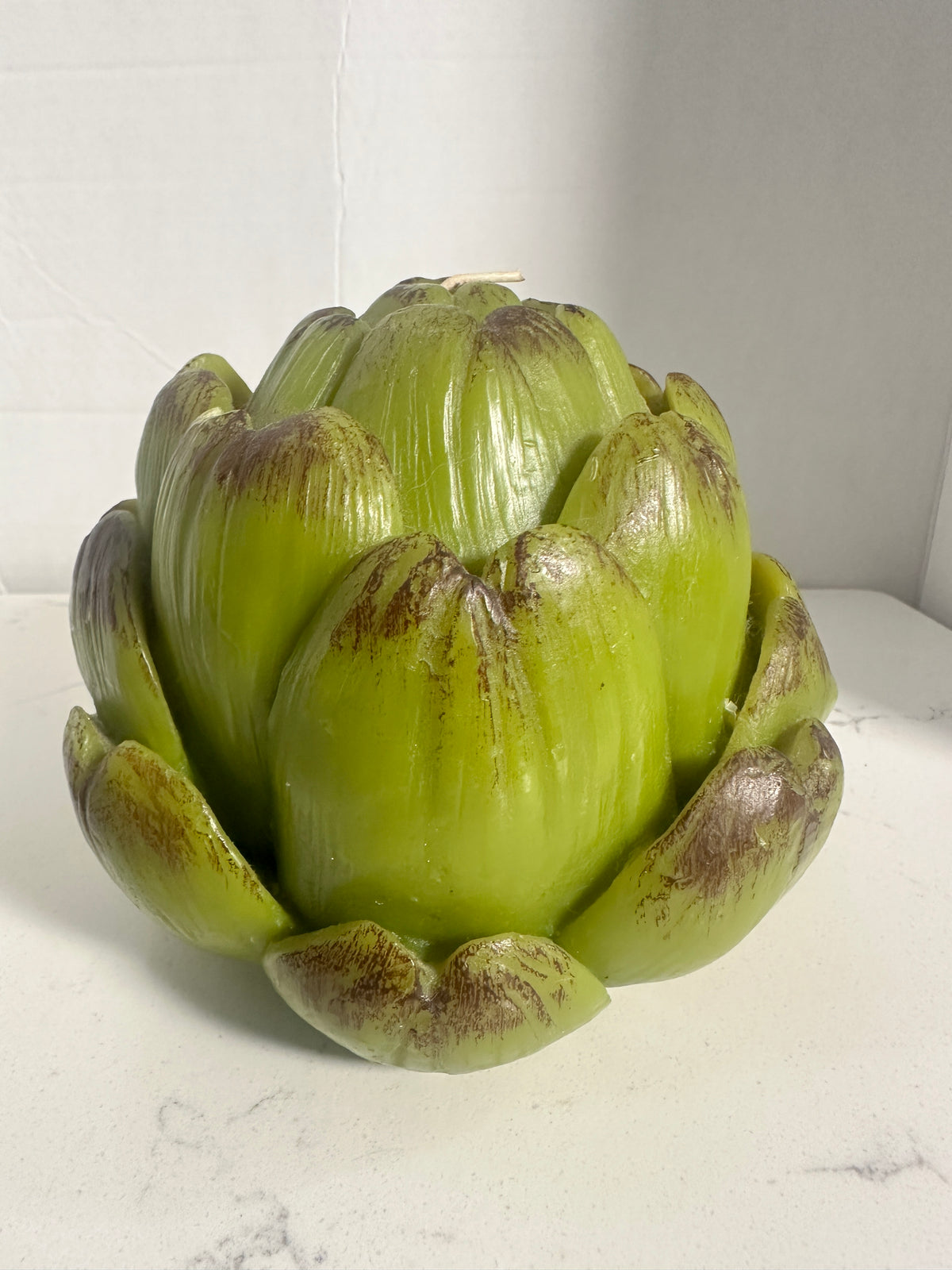 Large Green Artichoke Sculptural Candle – 5” Botanical Decorative Candle – Cottage & French Country Decor