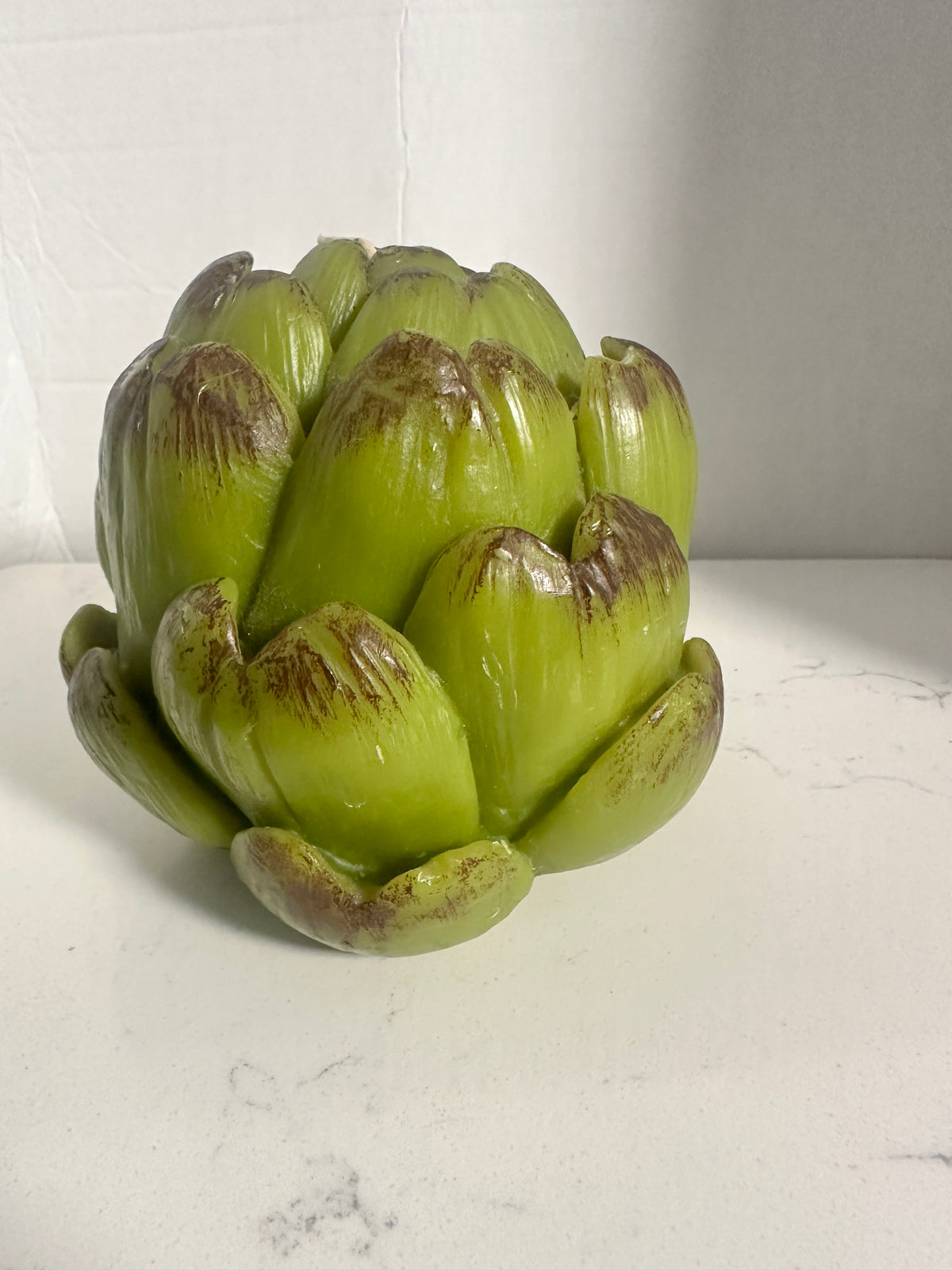 Large Green Artichoke Sculptural Candle – 5” Botanical Decorative Candle – Cottage & French Country Decor