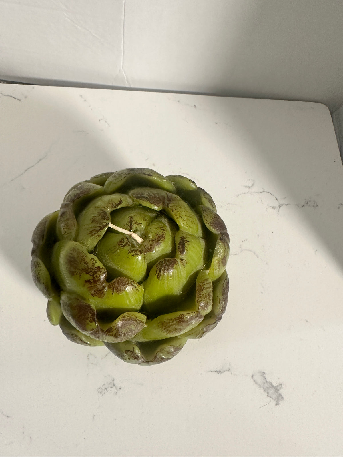 Large Green Artichoke Sculptural Candle – 5” Botanical Decorative Candle – Cottage & French Country Decor