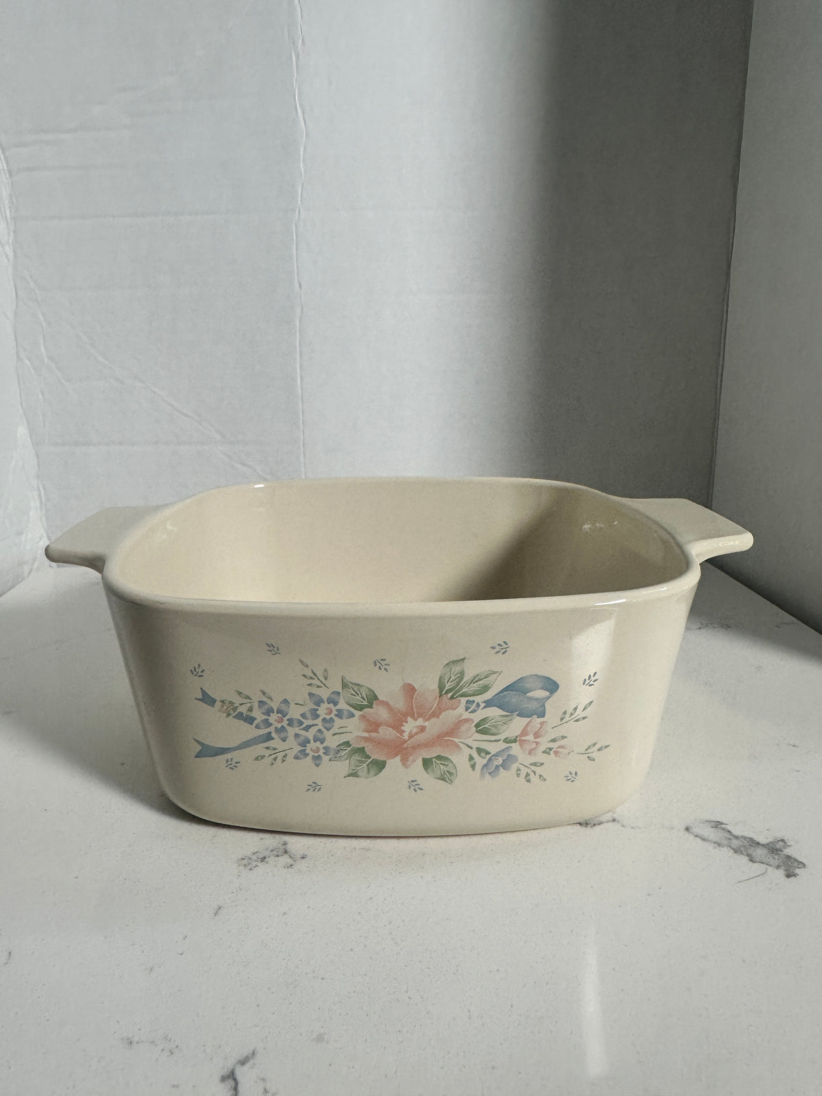 Vintage Corning Ware Country Festival 1.5 Liter Casserole Dish A-1½-B Blue Bird Floral