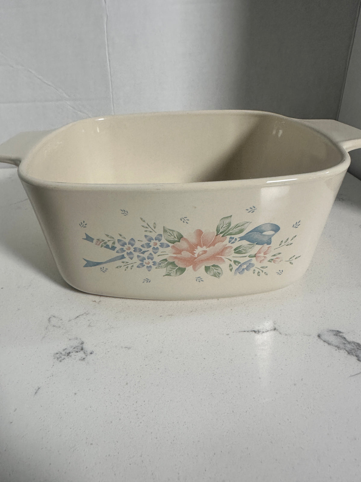Vintage Corning Ware Country Festival 1.5 Liter Casserole Dish A-1½-B Blue Bird Floral