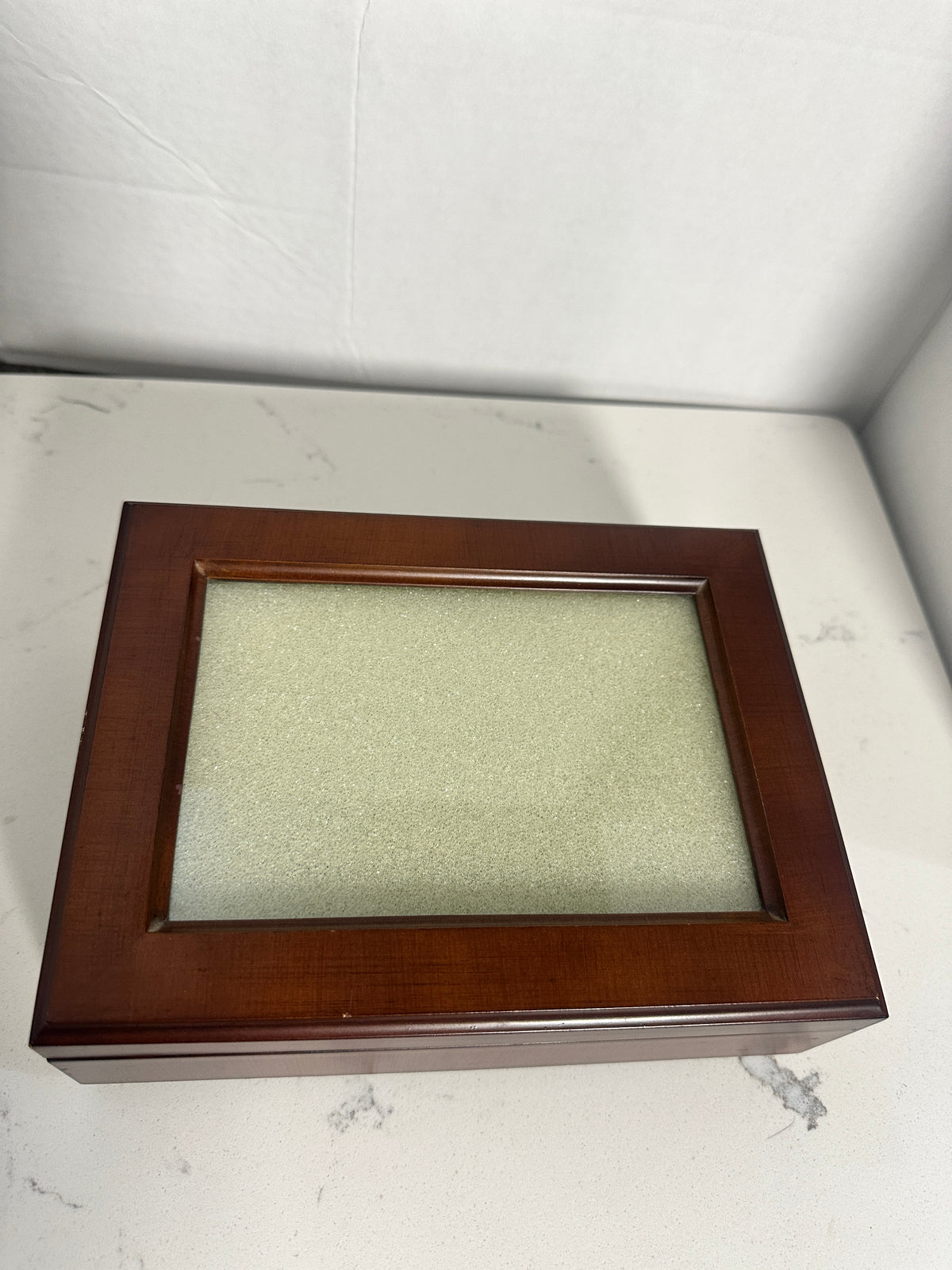 Vintage Sankyo Wooden Musical Jewelry Box with Photo Frame Lid – 8 x 6 Inch Keepsake Box