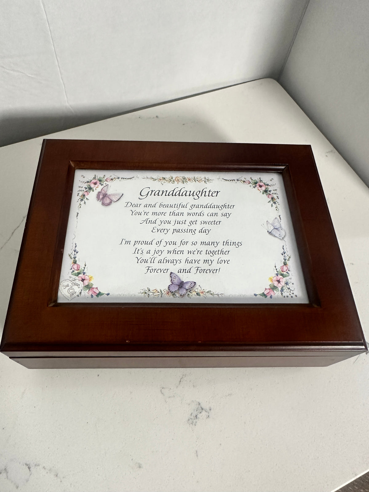 Vintage Sankyo Wooden Musical Jewelry Box with Photo Frame Lid – 8 x 6 Inch Keepsake Box