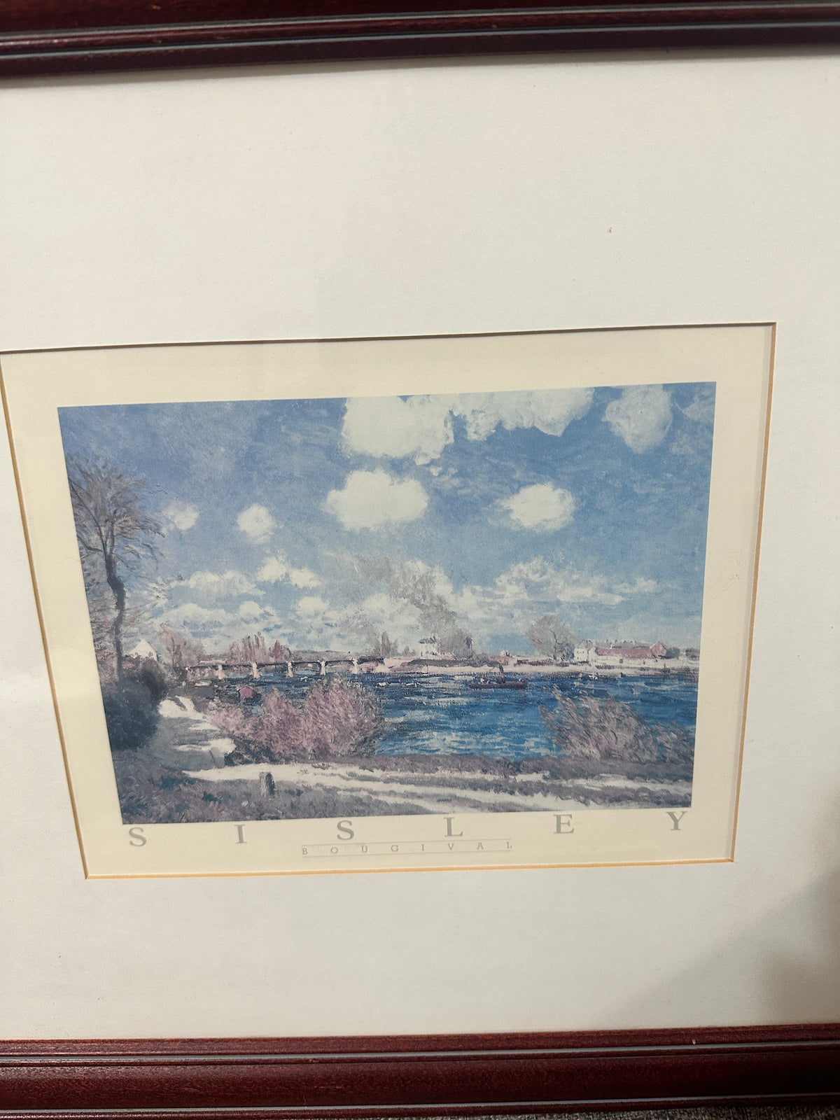 Alfred Sisley “Bougival” Framed Impressionist Landscape Print – 18.5 x 16.5