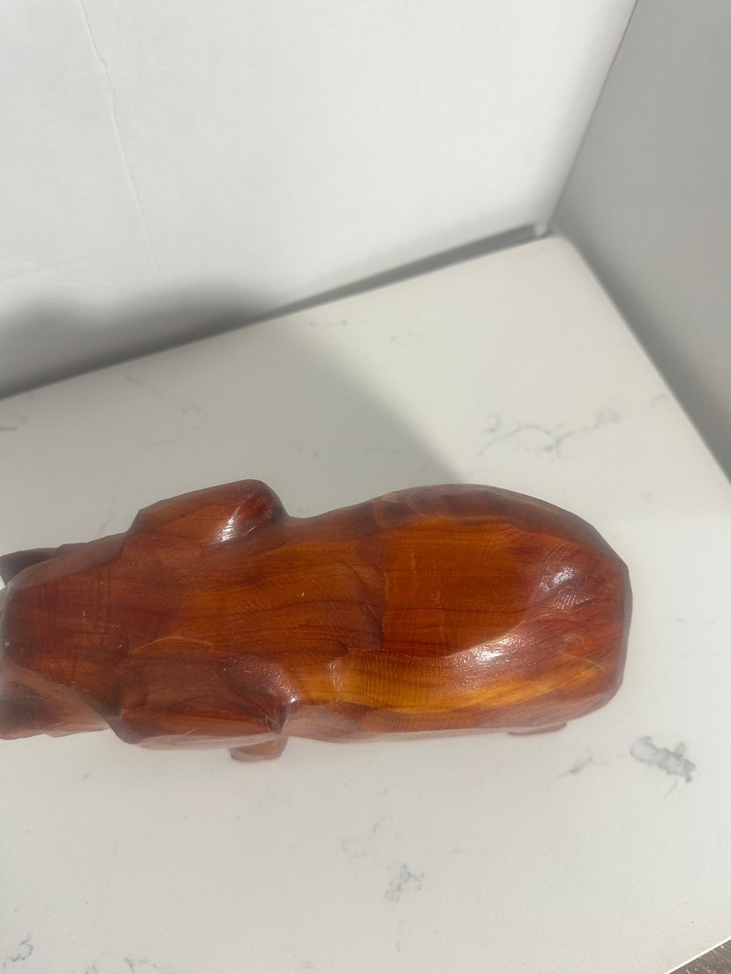 Vintage Hand-Carved Wooden Elephant Figurine – Signed Pittman – 9"