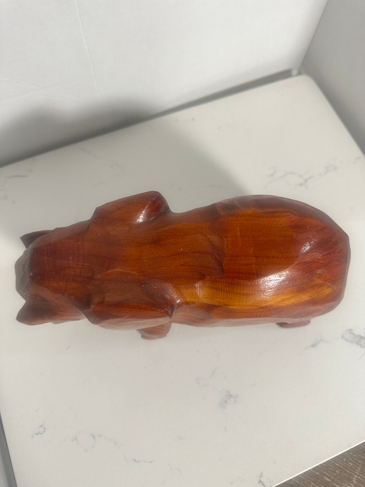 Vintage Hand-Carved Wooden Elephant Figurine – Signed Pittman – 9"