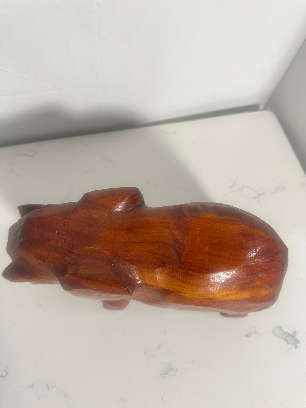 Vintage Hand-Carved Wooden Elephant Figurine – Signed Pittman – 9"